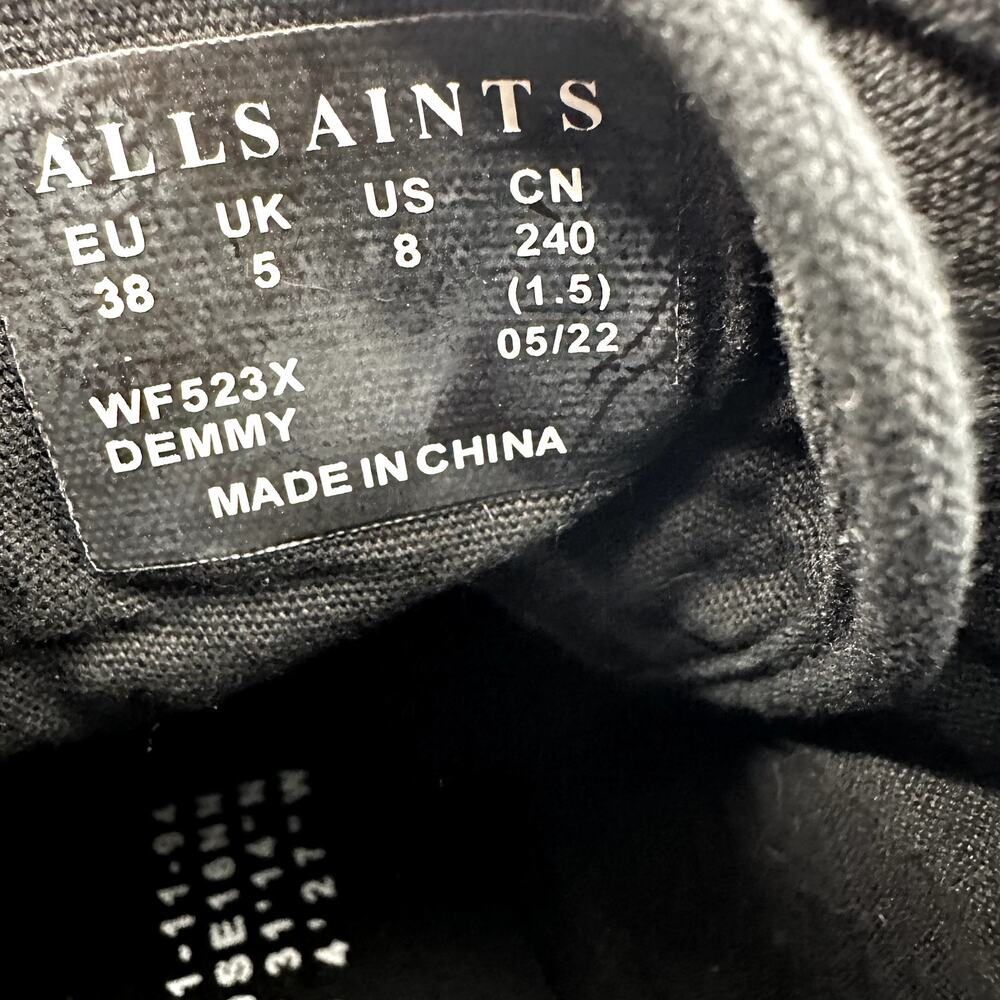 AllSaints Demmy Celia High Top Sneakers Leopard Canvas Round Toe Tan Black 8 - Picture 6 of 7